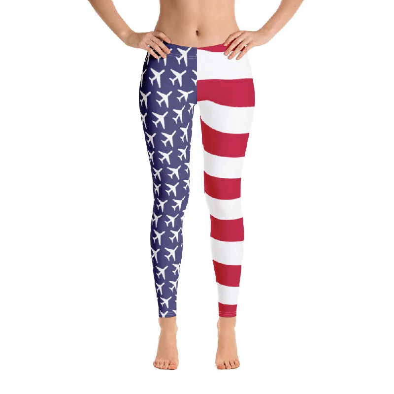 American Aviation Pride Leggings Comfortable Power Mesh Leggings