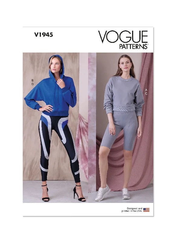 Vogue V1945 Misses' Knit Tops and Leggings in Two Lengths Trendy Polka Dot Leggings