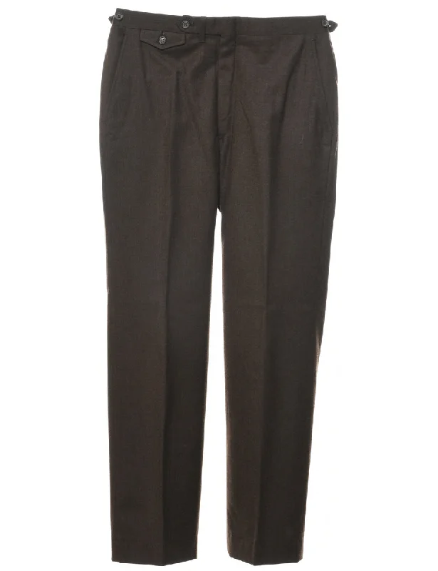 Wool Dark Brown Trousers - W34 L31 Trousers cozy soft