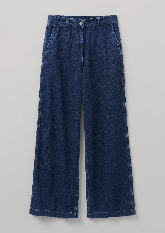 Seren Flat Front Indigo Denim Trousers | Indigo Trousers fashionable chic