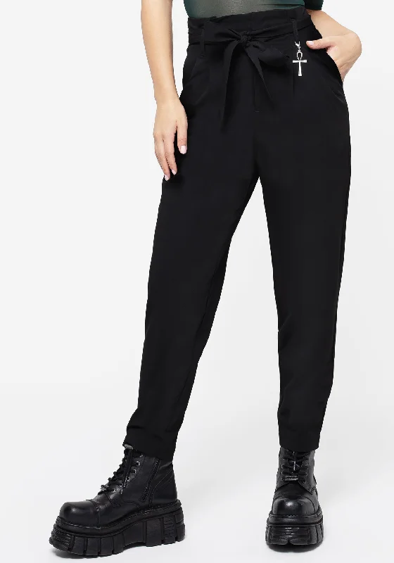 Dinza Tie Waist Tapered Trousers Trousers Palazzo Wide Leg