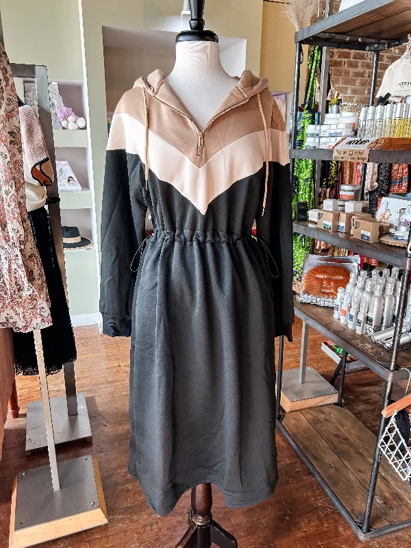 Chevron Hoodie Dress Hoodie with Pattern Geometric Abstract