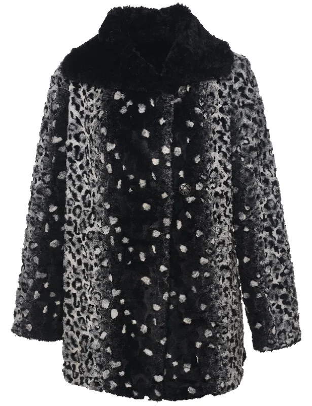 Animal Print Faux Fur Coat - L Off-the-Shoulder Jacket Double-Breasted Coat Single-Breasted Coat Animal Print Faux Fur Coat - L Off-the-Shoulder Jacket Double-Breasted Coat Single-Breasted Coat