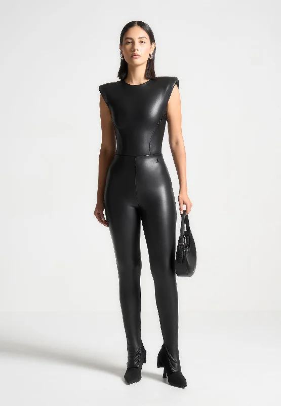 Leather Leggings  - Black Comfortable Slim Fit Leggings