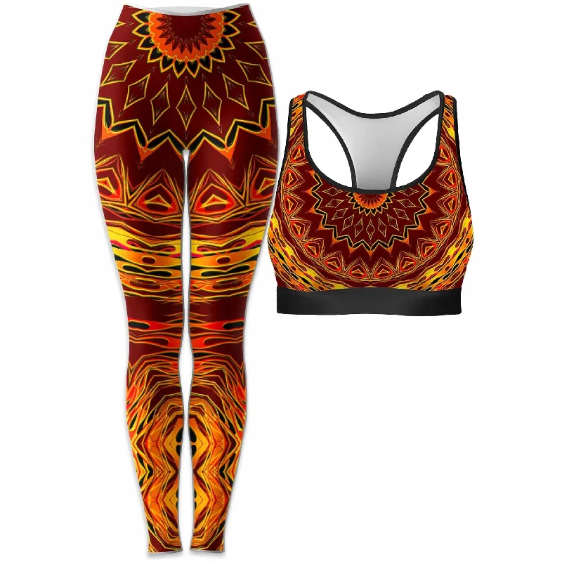 Chain Reaction Rave Bra and Leggings Combo Comfortable Wide-Band Leggings