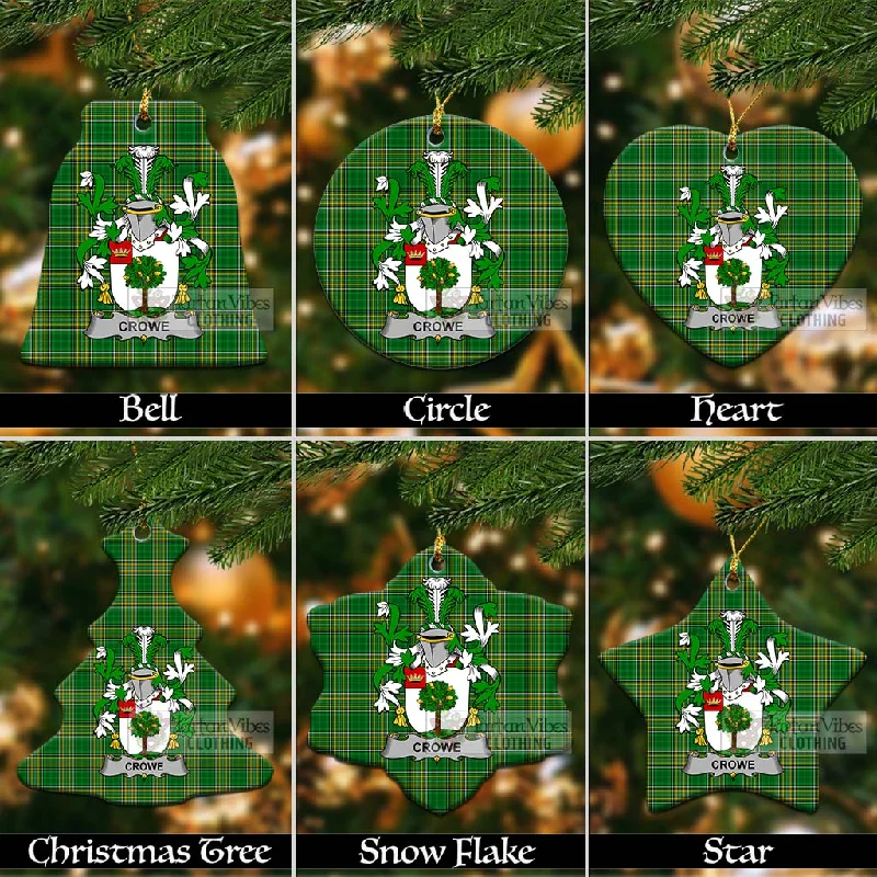 Crowe Irish Clan Tartan Christmas Ceramic Ornament with Coat of Arms Cardigan Sweater Pullover Crowe Irish Clan Tartan Christmas Ceramic Ornament with Coat of Arms Cardigan Sweater Pullover