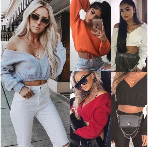 Off Shoulder Crop Top Casual Formal Business