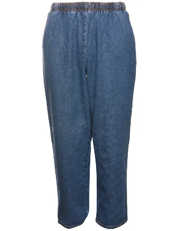 Medium Wash Tapered Denim Trousers - W28 L27 Trousers Solid Black