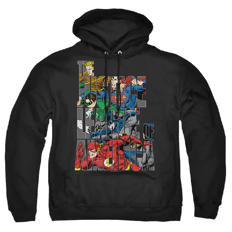 Justice League Lettered League Pullover Hoodie Ribbed Crew Neck