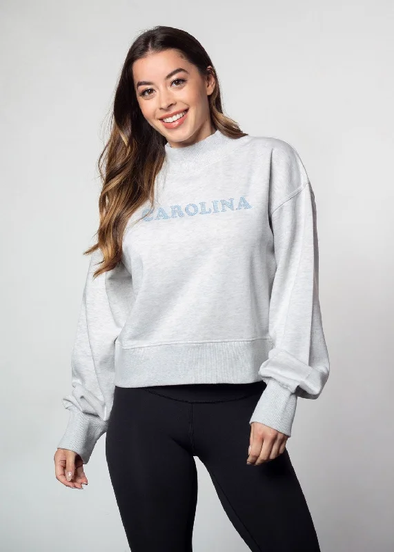 Bejeweled Carolina Cropped Tunic Sweatshirt Hoodie with Turtle Neck Cozy Winter