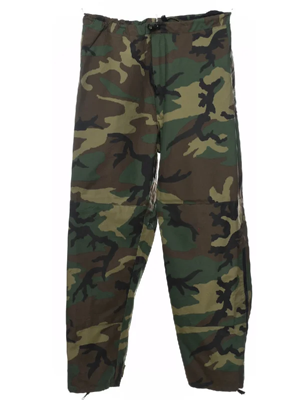 U.S Woodland Camouflage Print Cargo Trousers - W32 L30 Trousers Gym Athletic