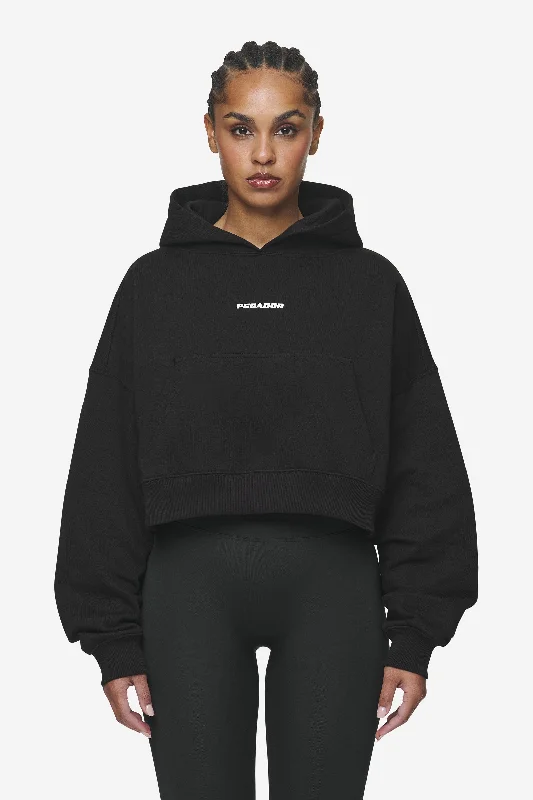 Salita Oversized Cropped Hoodie Black White Gum Hoodie with Lining Warm Insulated
