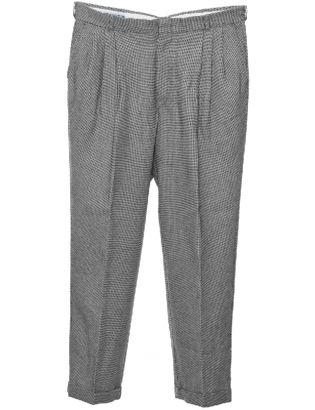 Dark Grey & Black Textured Trousers - W34 L30 Trousers sophisticated sleek