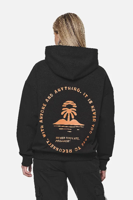Palmyra Oversized Hoodie Black Hoodie with Tie-Dye Psychedelic Retro