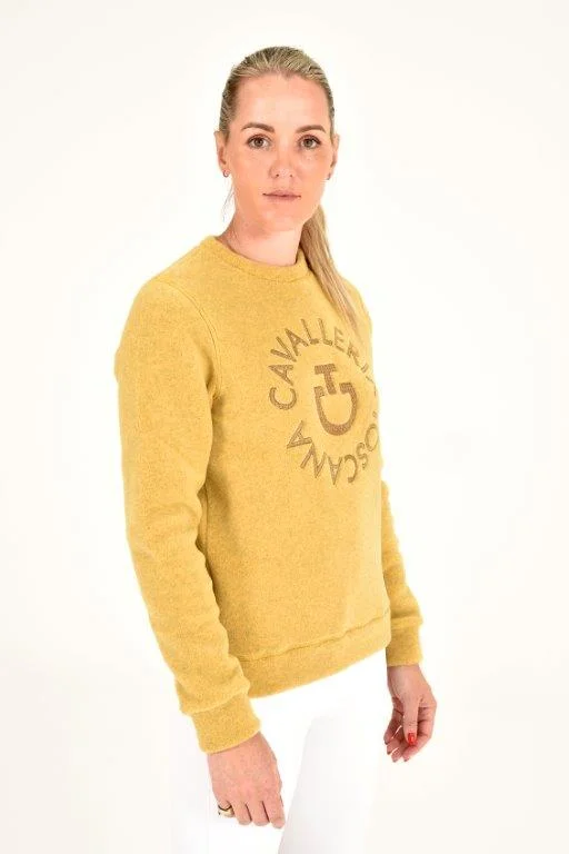 Fleece Crew Neck Pullover - Golden Ochre Tapered Sleeve Pullover