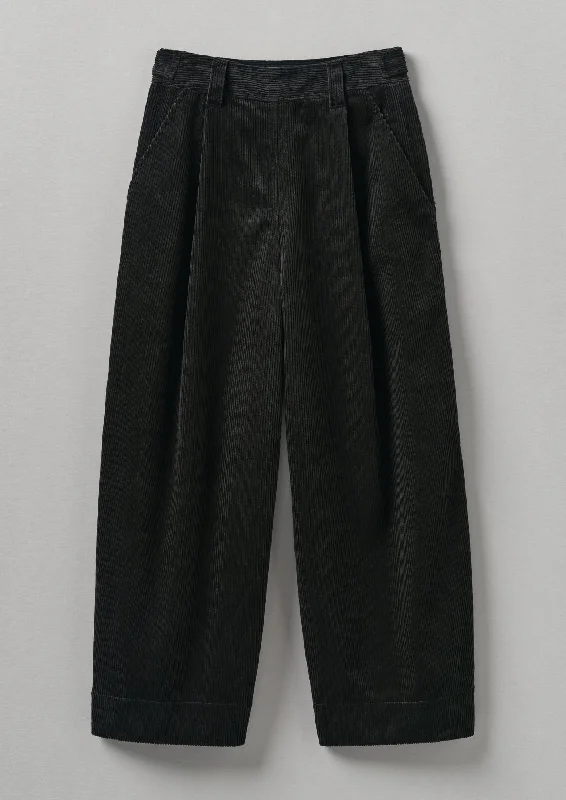Organic Cord Pleat Front Trousers | Brown Slate Trousers Capri Summer