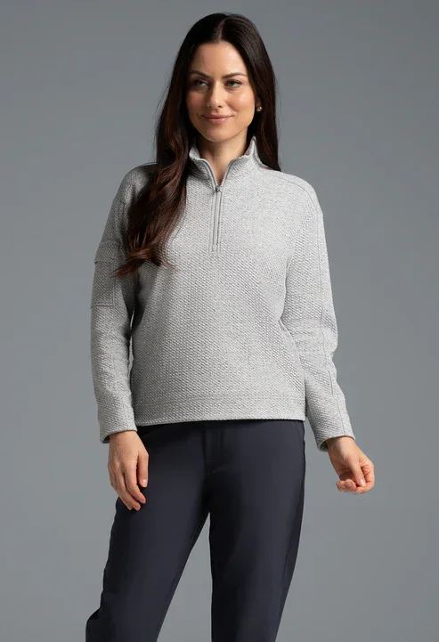 IBKUL Popcorn Stitch 1/4 Zip Pullover- Oxford Keyhole Neck Pullover