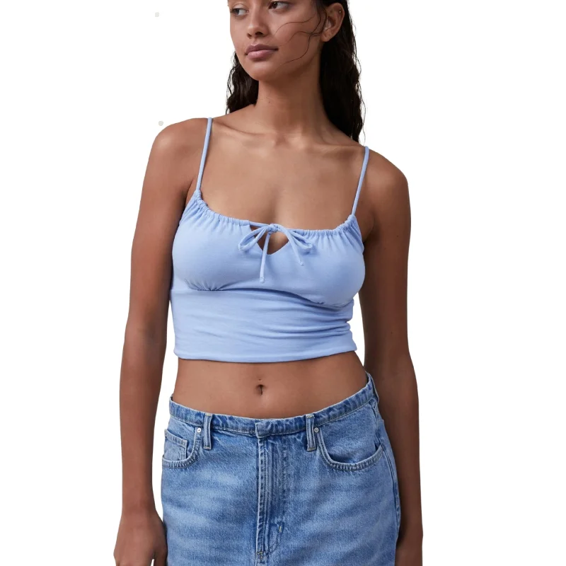 COTTON ON - Solid Cotton Crop Top Lace Blend Ribbed Blend Corduroy Blend