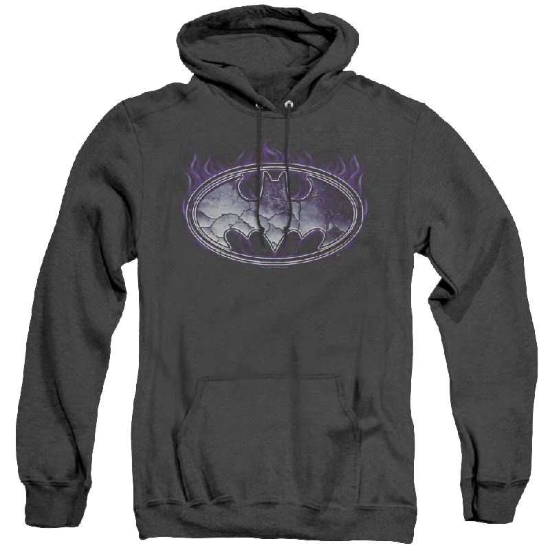 Dc Batman Cracked Shield - Heather Pullover Hoodie Peter Pan Collar