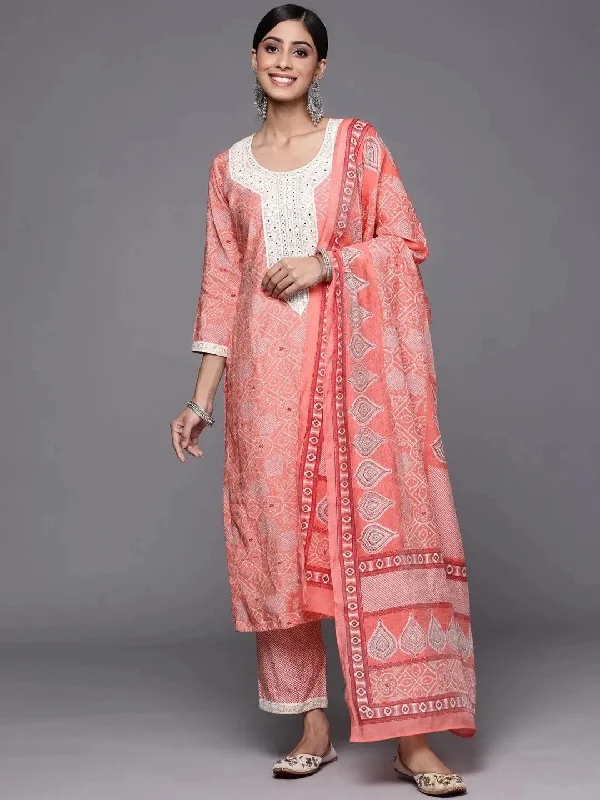 Pink Printed Silk Blend Straight Kurta With Trousers & Dupatta Chinos Cotton Straight Leg Pink Printed Silk Blend Straight Kurta With Trousers & Dupatta Chinos Cotton Straight Leg