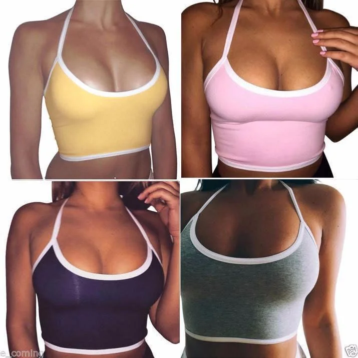 Halter Crop Top Chenille Blend Fleece Blend Nylon Blend