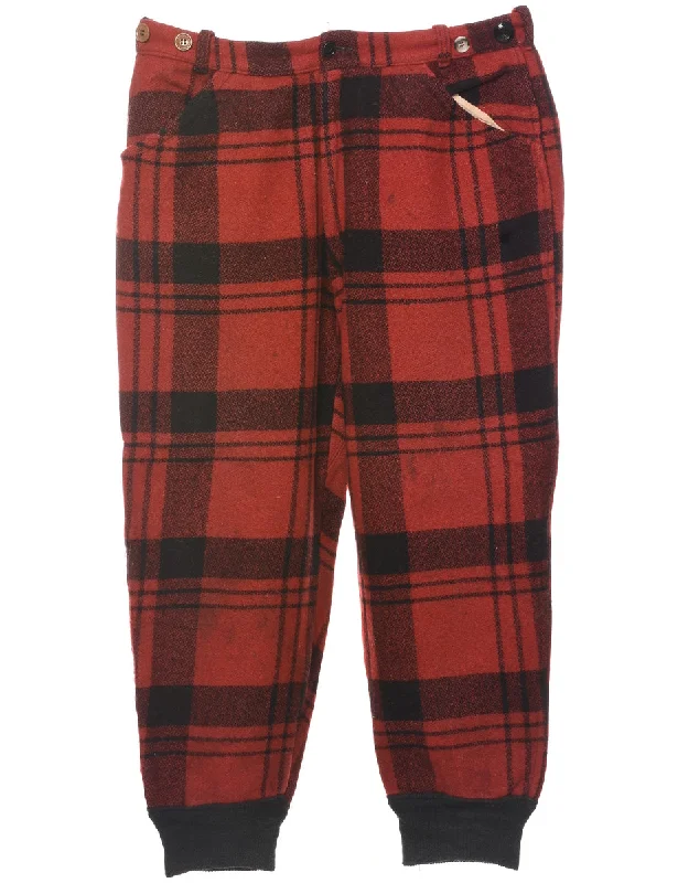 Checked Pattern Trousers - W36 L28 Trousers Culottes Wide Leg