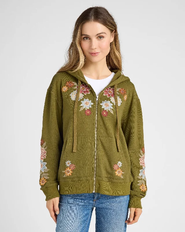 Neptune Full Zip Embroidered Hoodie Hoodie with Velcro Closure Adjustable Secure