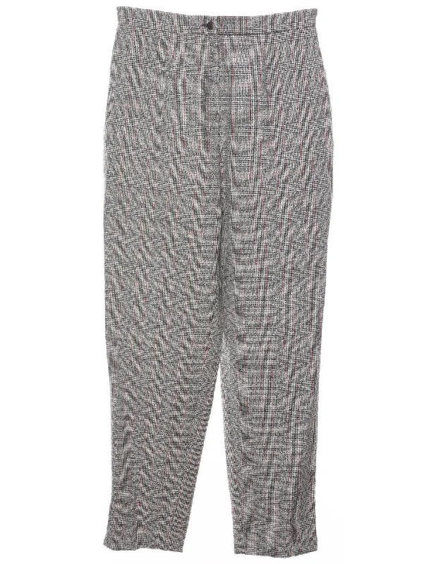 Dogtooth Design Dark Grey & White Checked Trousers - W28 L30 Trousers Corduroy Warm