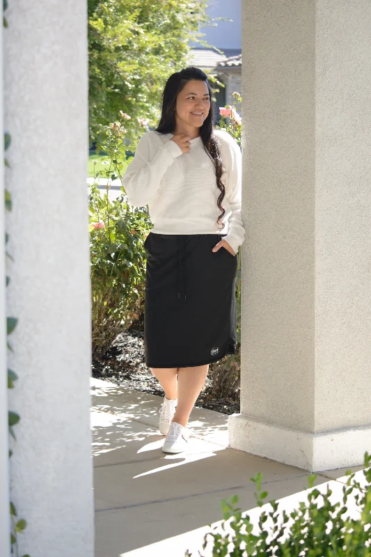 Palermo Black Athletic Skirt (hidden leggings) Comfortable Zip-Up Leggings