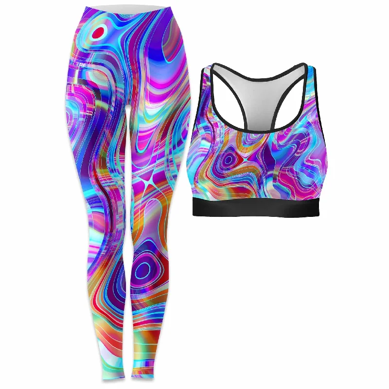 Aqua Realm Rave Bra and Leggings Combo Fashionable Moisture-Wicking Leggings