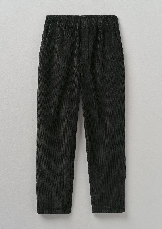 Gabi Organic Cord Pull On Trousers | Brown Slate Trousers Harem Relaxed Fit