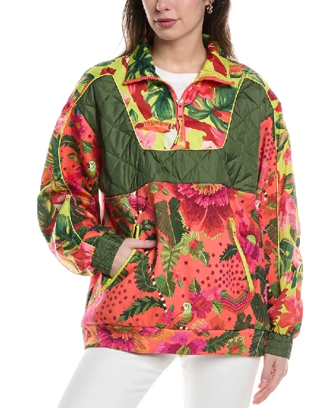 FARM Rio Mixed Media 1/2-Zip Pullover Jacket Set Sleeve Pullover