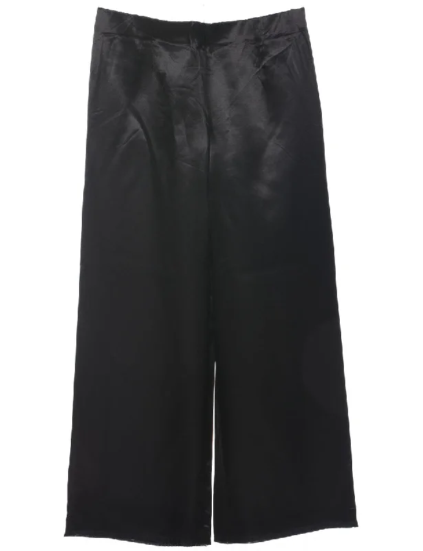 Flared Leg Black Trousers - W31 L30 Trousers Polka Dot Cute