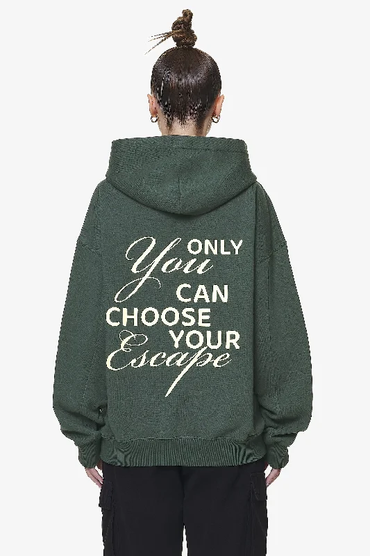 Sona Oversized Hoodie Washed Sage Green Hoodie with High Neck Warm Protective