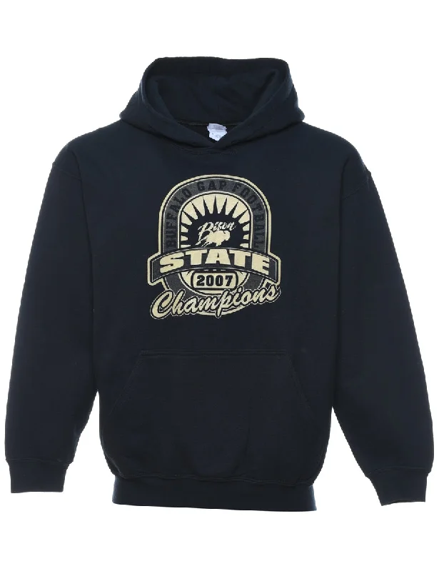 Black State Champions Hoodie - M Hoodie with Half-Zip Sporty Casual