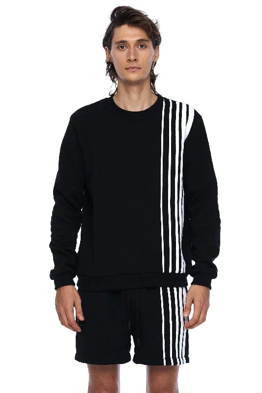 GRADIENT STRIPE PULLOVER SWEATSHIRT IN BLACK Tapered Sleeve Pullover