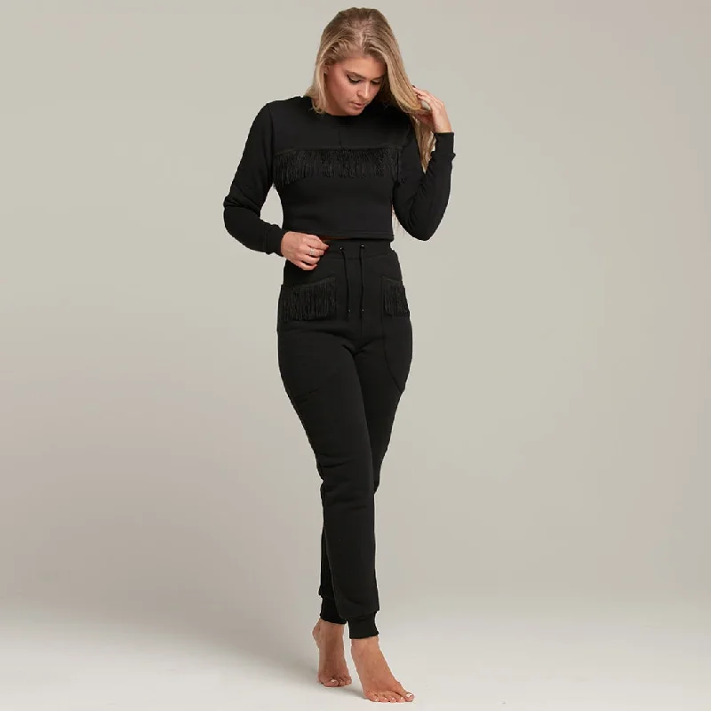 Caggie Fringing Detailed High Waisted Trouser - CT081 Trousers Prom Sequined