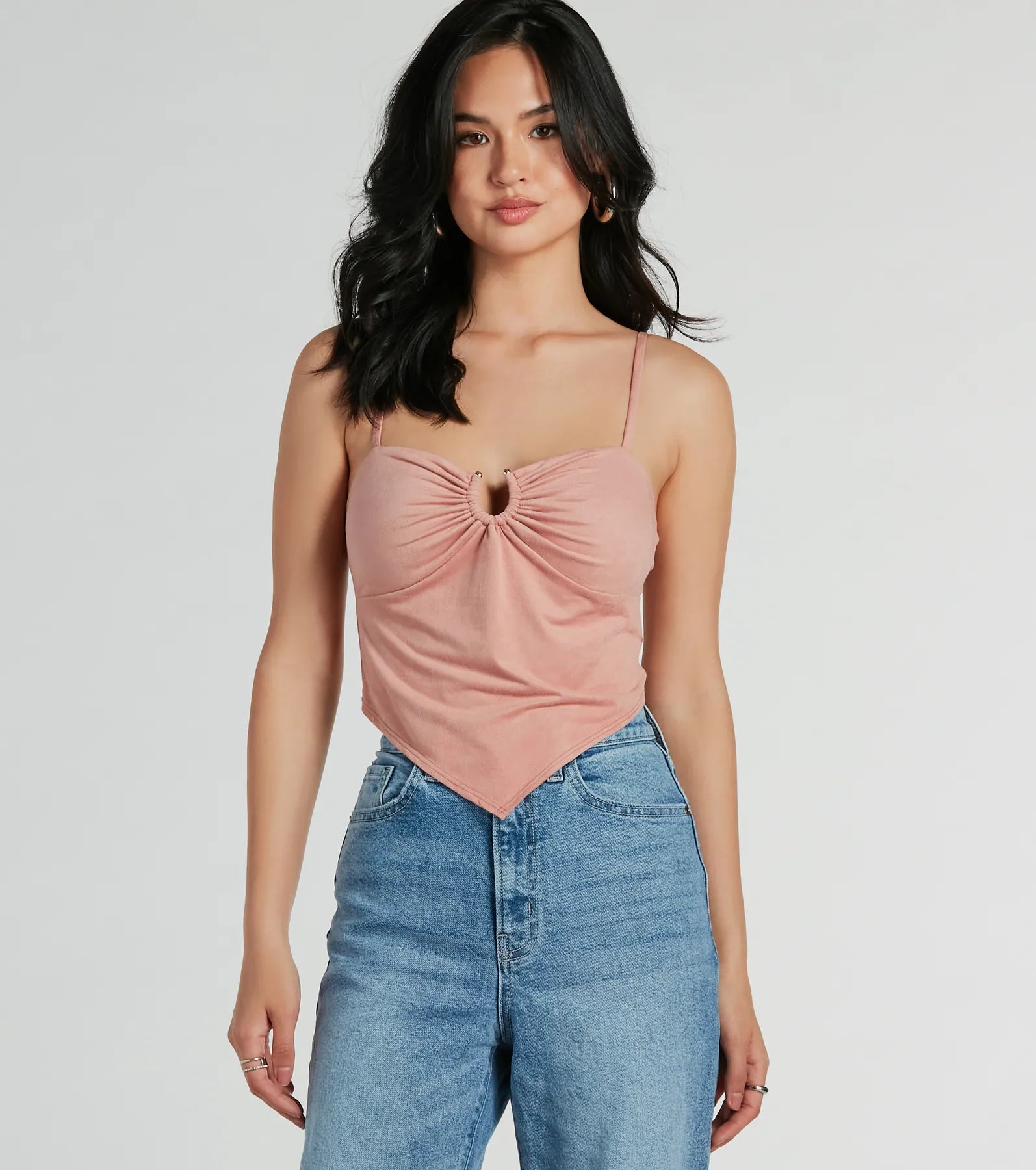 Effortlessly Cool Faux Suede Crop Top Print Jacquard Patchwork
