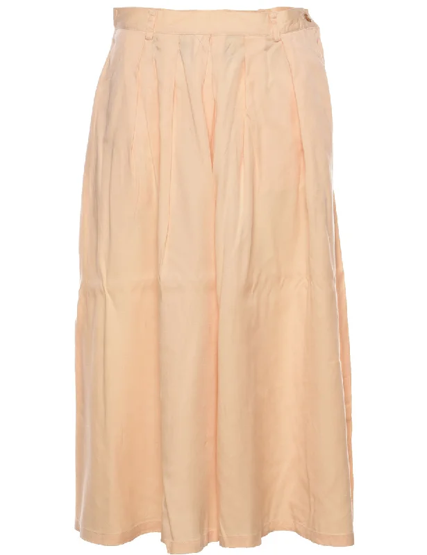 Flared Leg Pale Yellow Wide Leg Pleated Trousers - W29 L20 Trousers Evening Elegant