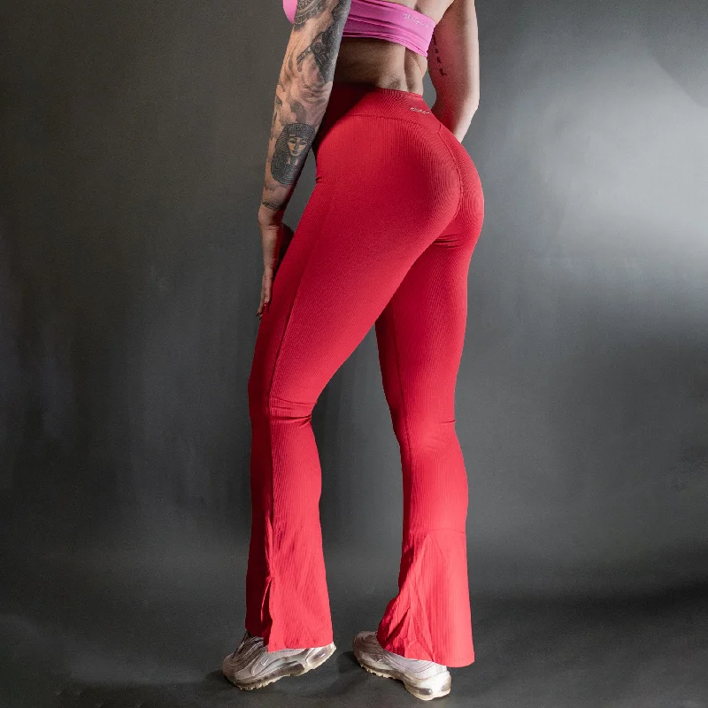 Reborn Flared Leggings | Candy Apple Fashionable Ribbed Knit Leggings