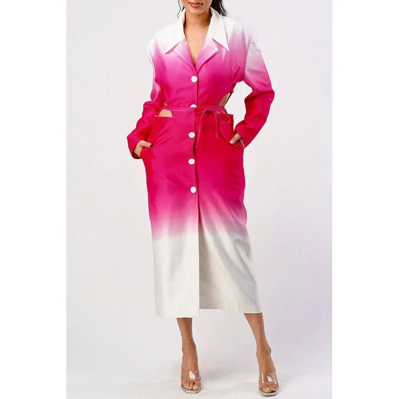 Color gradient spring trench coat Faux Fur Real Fur Shearling