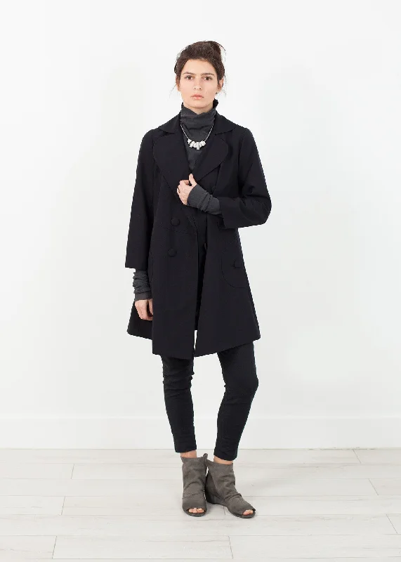 Day Coat in Navy Cotton Linen Terry