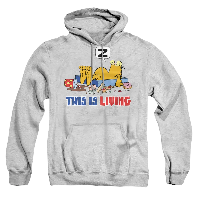 Garfield This Is Living - Pullover Hoodie Boat Neck Sweater