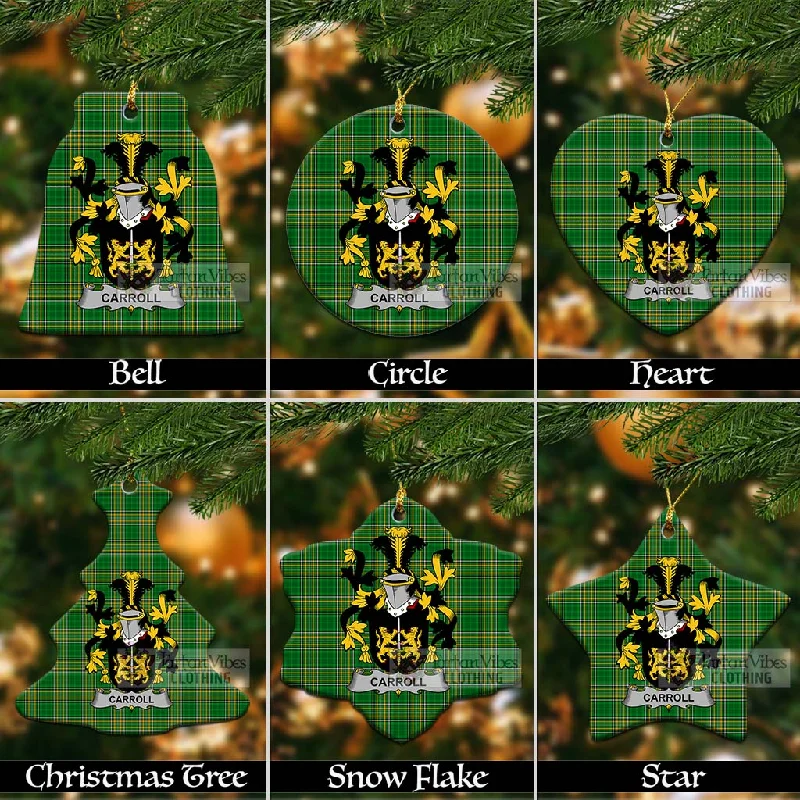 Carroll Irish Clan Tartan Christmas Ceramic Ornament with Coat of Arms Trench Raincoat Windbreaker Carroll Irish Clan Tartan Christmas Ceramic Ornament with Coat of Arms Trench Raincoat Windbreaker