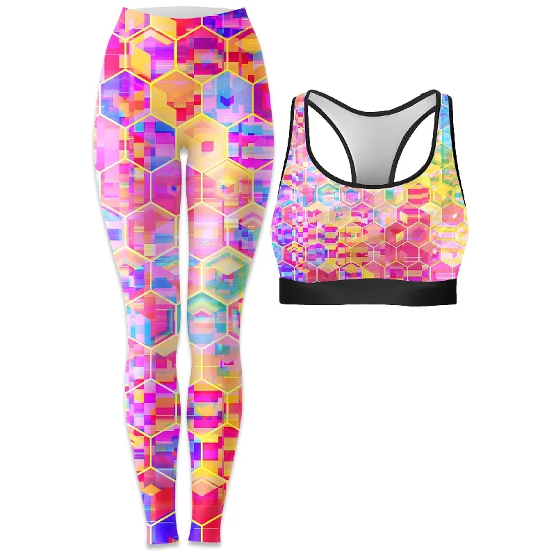 Spectral Cubes Rave Bra and Leggings Combo Casual Black Leggings