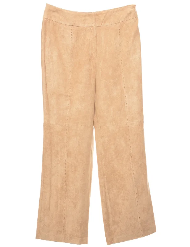 Light Brown Tapered Suede Trousers - W30 L30 Trousers Canvas Durable