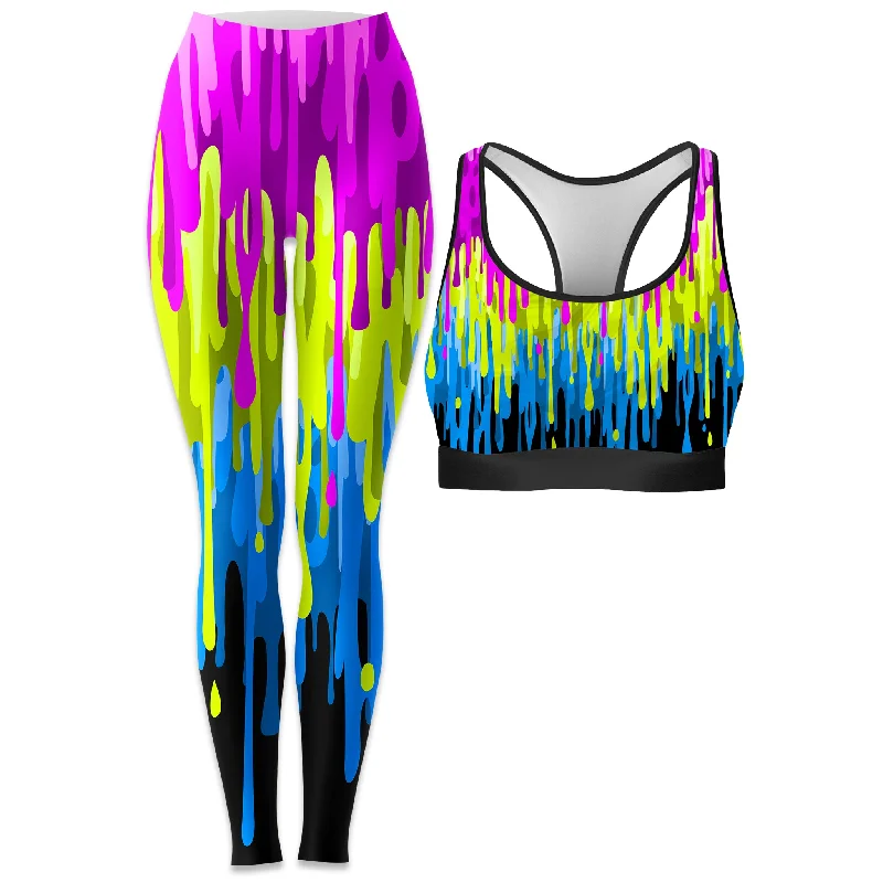 Drip Rave Bra and Leggings Combo Comfortable Full-Body Compression Leggings