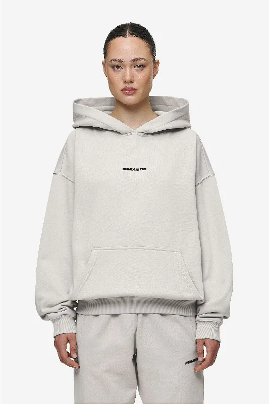 Clarita Logo Oversized Hoodie Washed Moon Grey Black Gum Hoodie with Hem Lace Feminine Delicate Clarita Logo Oversized Hoodie Washed Moon Grey Black Gum Hoodie with Hem Lace Feminine Delicate