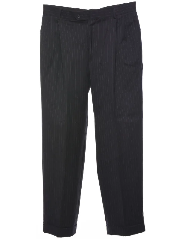 Wool Pinstriped Trousers - W34 L29 Trousers sophisticated sleek