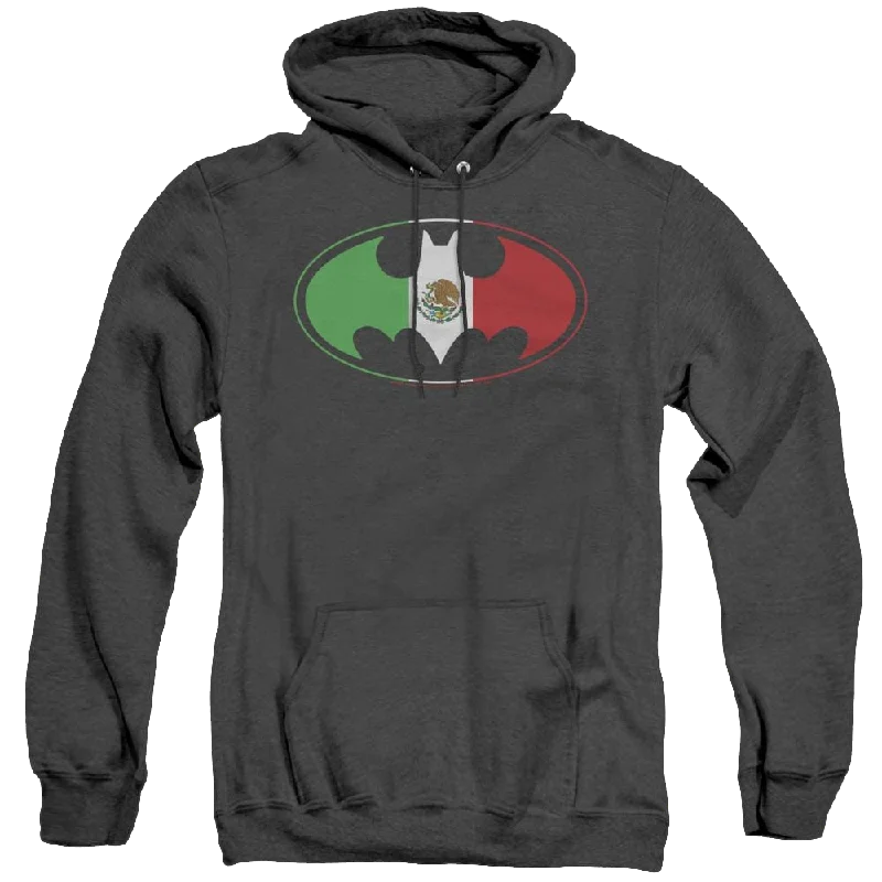 Dc Batman Mexican Flag Shield - Heather Pullover Hoodie Asymmetrical Neck Pullover